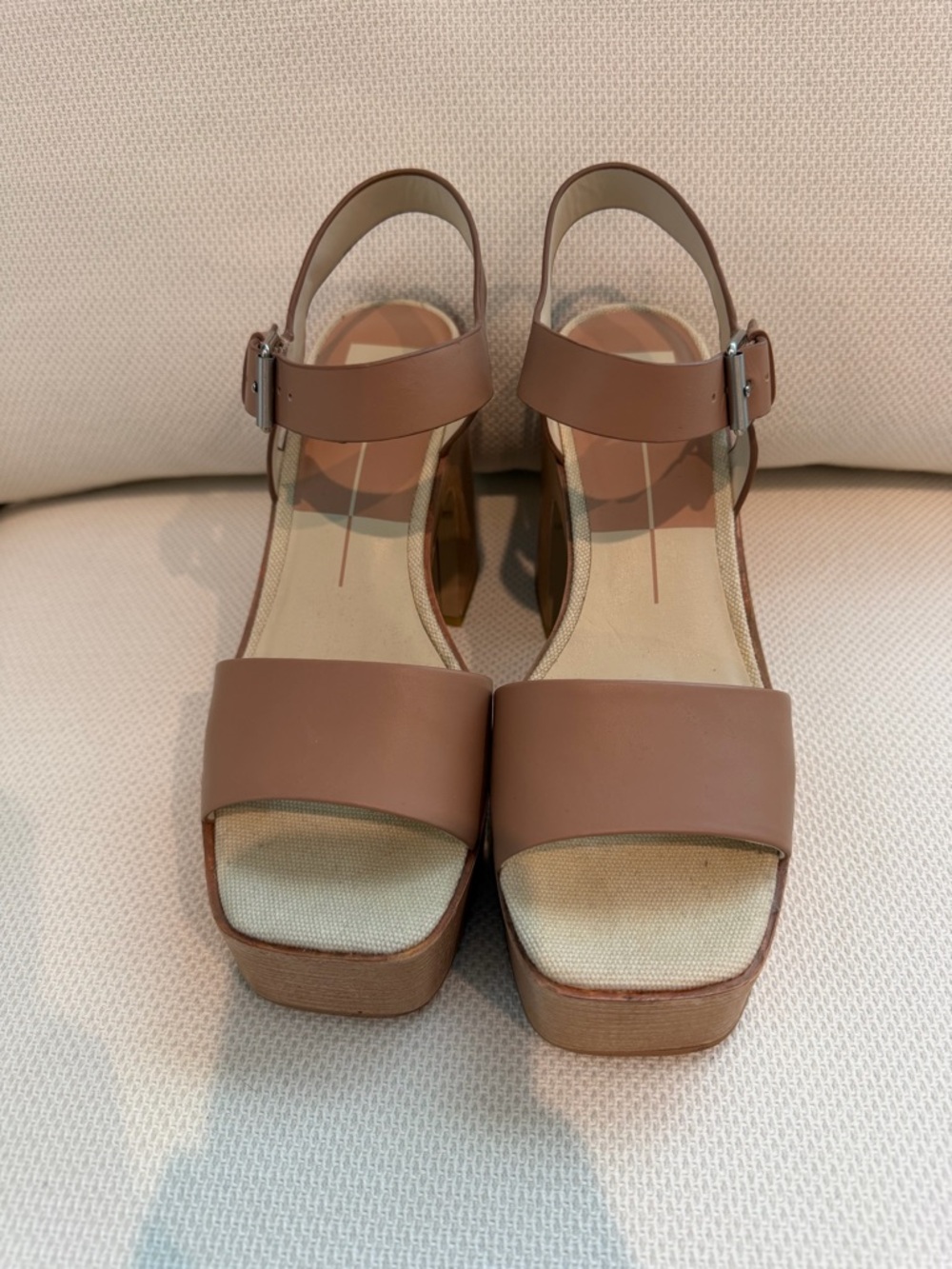Dolce Vita Tan Leather Block Heel Sandals - Picture 2 of 8
